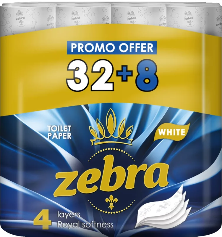 ZEBRA Тоалетна хартия различни видове 32+8 бр.