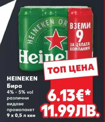 Бира Heineken 9 x 0,5 л кен