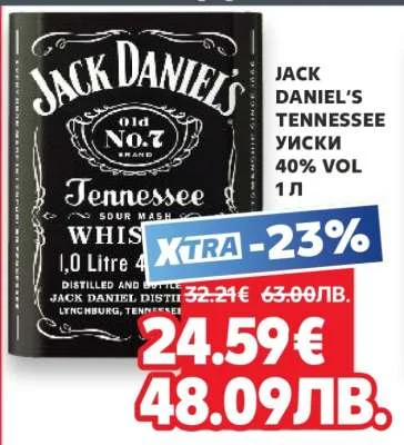 JACK DANIEL'S TENNESSEE УИСКИ 1 л