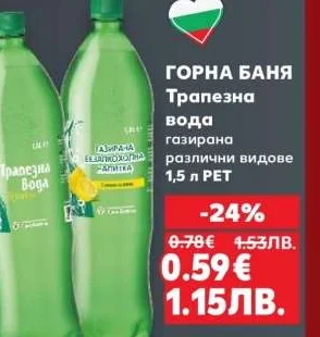 ГОРНА БАНЯ Трапезна вода газирана различни видове 1,5 л
