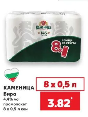 Каменица Бира 4,4% vol промопакет 8 х 0,5 л кен