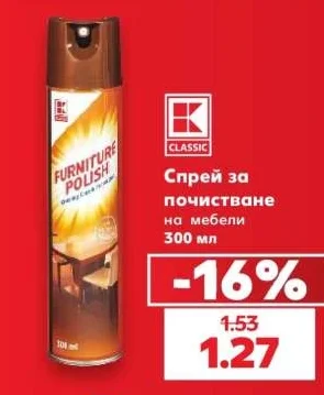 CLASSIC Спрей за почистване на мебели 300 мл