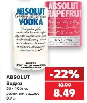 ABSOLUT Водка различни видове 0,7 л