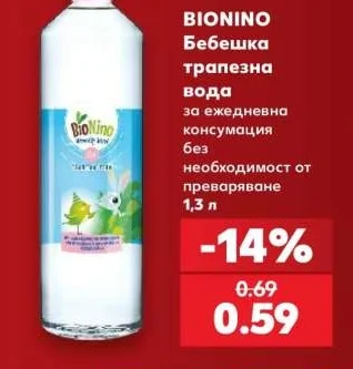 BIONINO Бебешка трапезна вода за ежедневна консумация без необходимост от преваряване 1,3 л