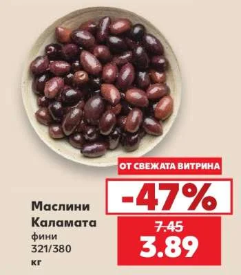 Маслини Каламата фини 321/380 кг