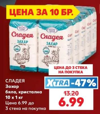Сладея Захар бяла, кристална 10 х 1 кг