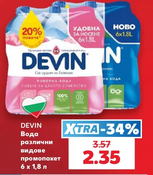DEVIN Вода различни видове промопакет 6 х 1,8 л