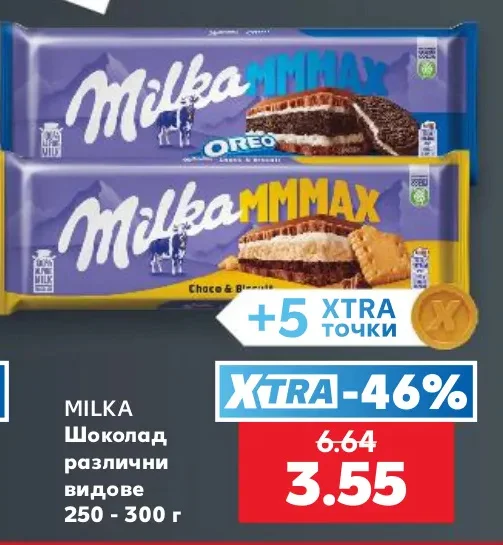 MILKA Шоколад различни видове 250 - 300 г