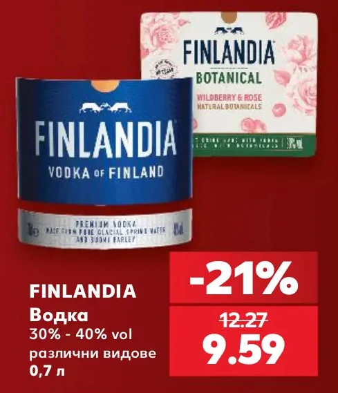 FINLANDIA Водка 30% - 40% vol различни видове 0,7 л