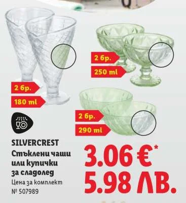 SILVERCREST Стъклени чаши за купучки 180 мл, 250 мл, 290 мл