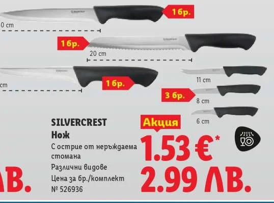 SILVERCREST Нож с острие от неръждаема стомана Различни видове