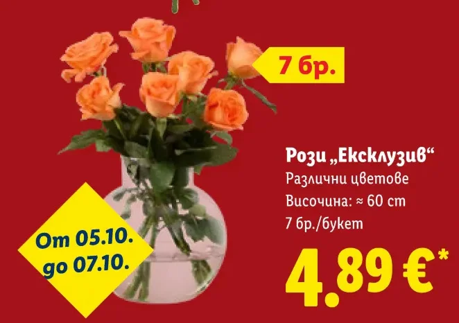 Рози „Ексклузив“ Различни цветове 7 бр./букет
