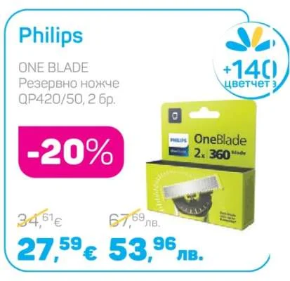 Philips ONE BLADE Резервно ножче QP420/50, 2 бр. 2 бр.