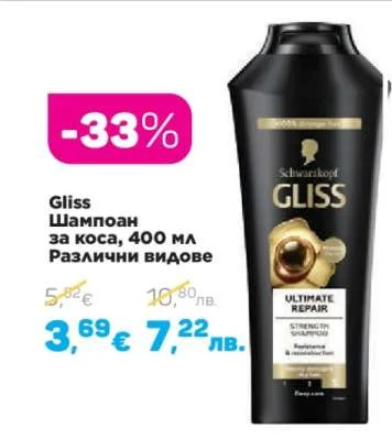 Gliss Шампоан за коса, Различни видове 400 мл