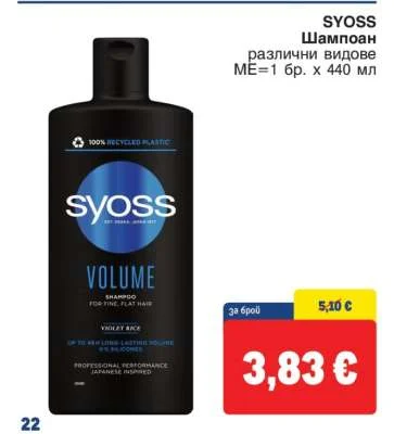 SYOSS Шампоан различни видове 440 мл