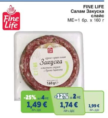 Fine Life Салам Закуска слайс 160 г