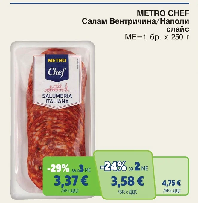METRO CHEF Салам Вентричина/Наполи слайс 250 г