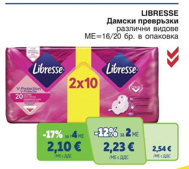 LIBRESSE Дамски превръзки различни видове 16/20 бр. в опаковка