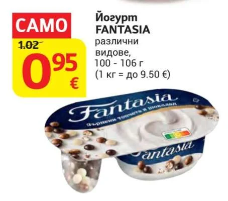 FANTASIA Йогурт различни видове 100 - 106 г
