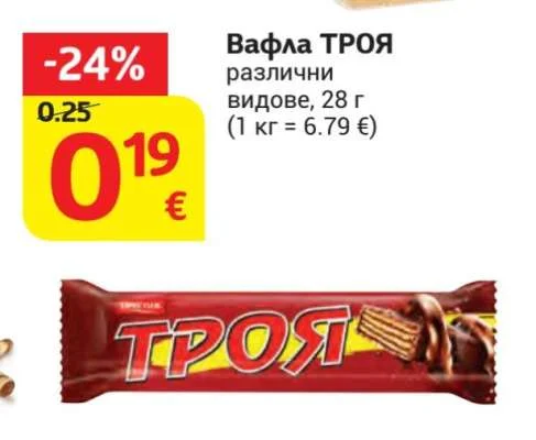 Вафла ТРОЯ различни видове 28 г