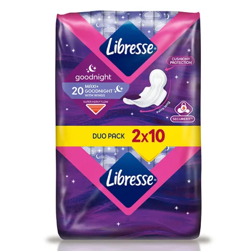 Дамски превръзки Libresse нощни DUO 2x10 Maxi 20бр. - Llibresse