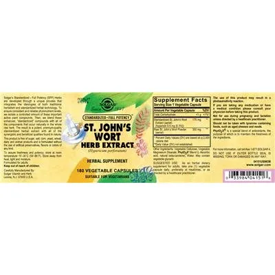 Екстракт от билка Жълт кантарион / St. John's Wort Herb Extract - Solgar
