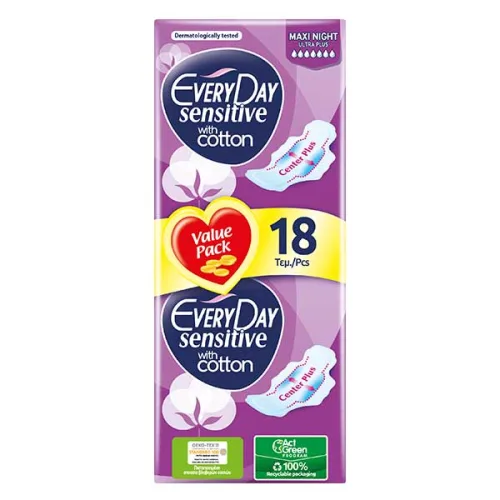 Дамски превръзки Every Day sensitive maxi night 18бр.