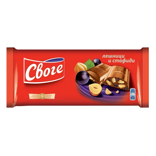 Шоколад Своге лешници и стафиди 90гр. - Своге