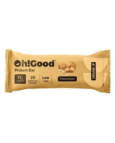 Веган протеинов бар, фъстъчено масло, 12 х 60 g, Oh!Good - Oh!Good