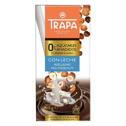 Млечен шоколад с лешници със стевия 80% какао Trapa 100 гр. - Trapa