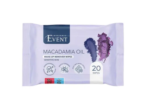 Кърпи Влажни Event Масло От Макадамия За Грим 20 Бр