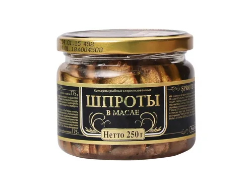 Шпроти Рижско Злато в Олио 250гр Буркан