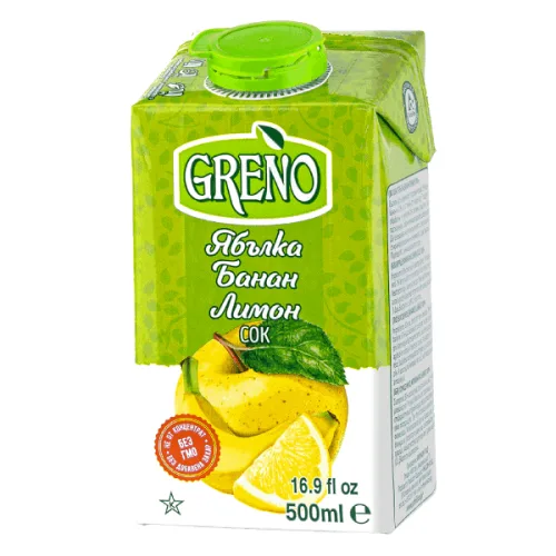 Сок ябълка, банан и лимон Greno 500мл.