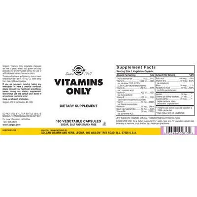 Vitamins Only - Solgar