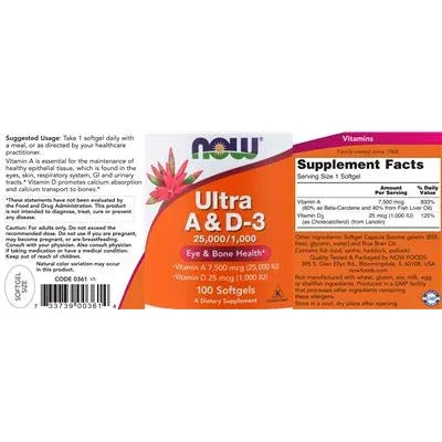 Ultra A & D-3 25,000 IU/1,000 IU - NOW