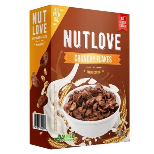NutLove Crunchy Flakes with Cocoa - Диетичен Корнфлейкс, Разфасовка 300g - Allnutrition
