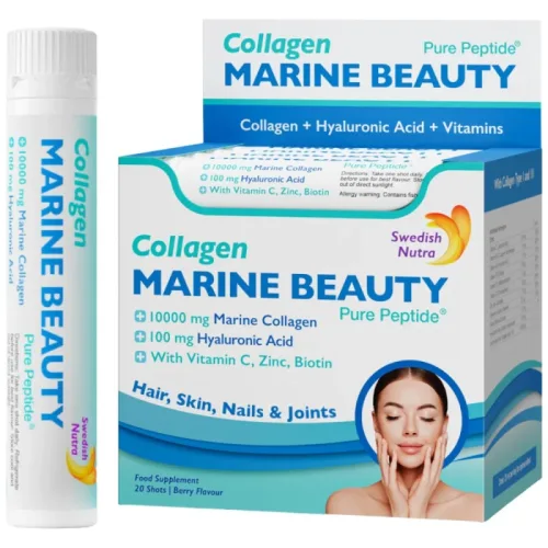 Collagen Marine Beauty | added Vitamin C, Zinc, Biotin and Hyaluronic Acid / 25 мл / 20 x 25 мл - Swedish Nutra