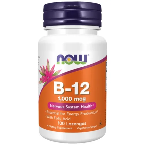Vitamin B-12 1000 mcg | with Folic Acid (100 дози) / 100 Подезични таблетки - NOW Foods