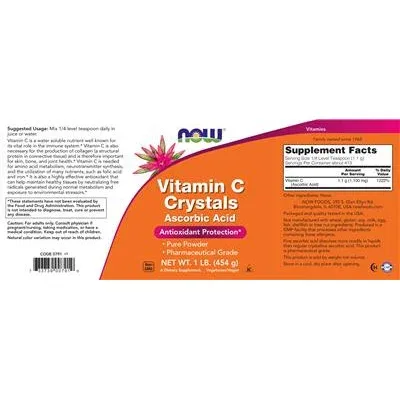 Кристали витамин C / Vitamin C Crystals - NOW