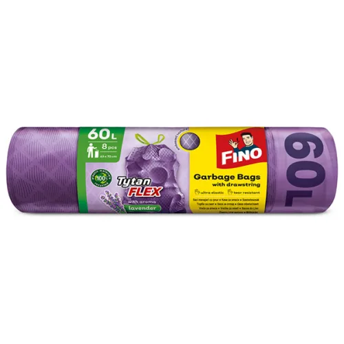 Чували за смет ластични лилави Fino Tytan flex 60л. 8бр.