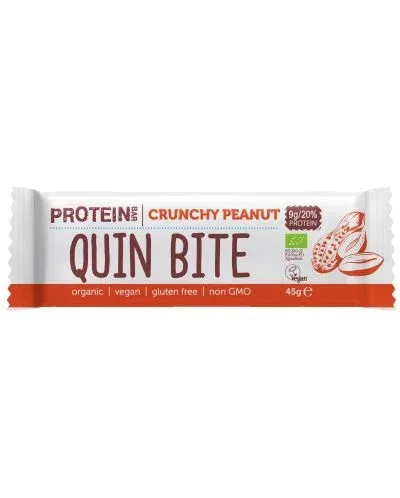 Био протеиново барче, хрупкав фъстък, 45 g, Quin Bite - Quin Bite