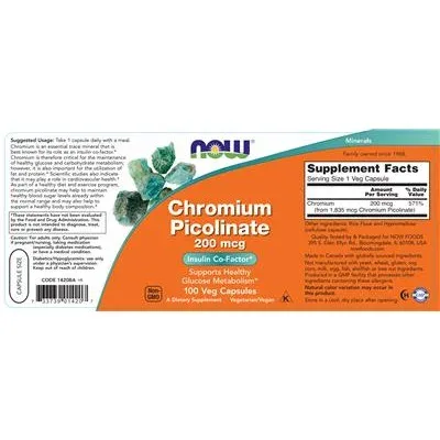 Хром пиколинат 200 мкг / Chromium Picolinate 200 mcg - NOW