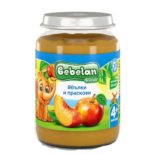 Пюре ябълки и праскови 4+месеца Bebelan 190гр.