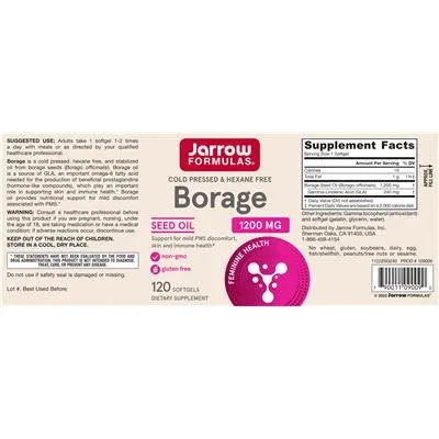 Масло от семена на борчак 1200 мг / Borage Seed Oil 1200 mg - Jarrow Formulas
