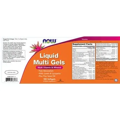 Течни мултивитамини / Liquid Multi Gels - NOW