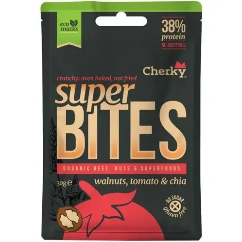 Био хапки от говеждо месо, орехи, домати и чиа, 30 g, Cherky - Cherky
