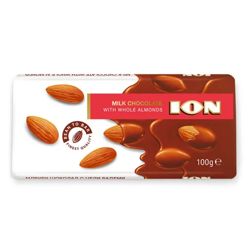 Млечен Шоколад ION с цели бадеми 100гр. - ION