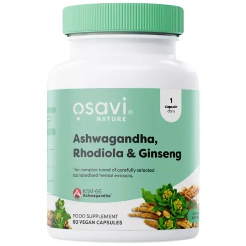Ashwagandha + Rhodiola & Ginseng / 60 капсули, 60 дози - Osavi