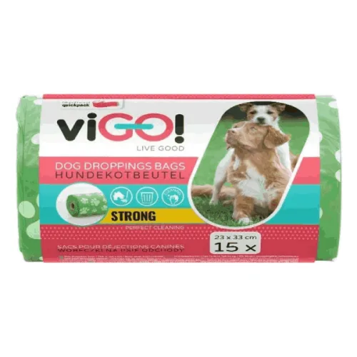 Торбички за кучешки изпражнения Vigo 15бр. 23*33см. - Vigo