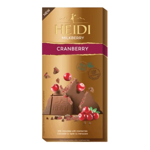 Шоколад млечен с червени боровинки Heidi Milkberry 80гр. - Heidi